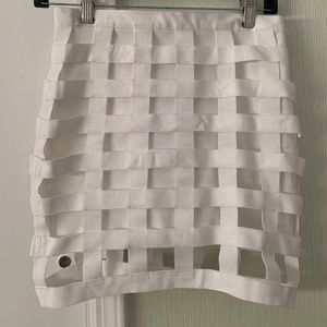 white mini skirt